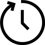 Icon of a clock with arrow going clockwise